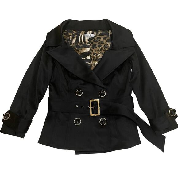 Cache XS Satin Blazer | Leopard Lining, Belted, Gold Buttons, Y2K Glam NWOT - Picture 1 of 9
